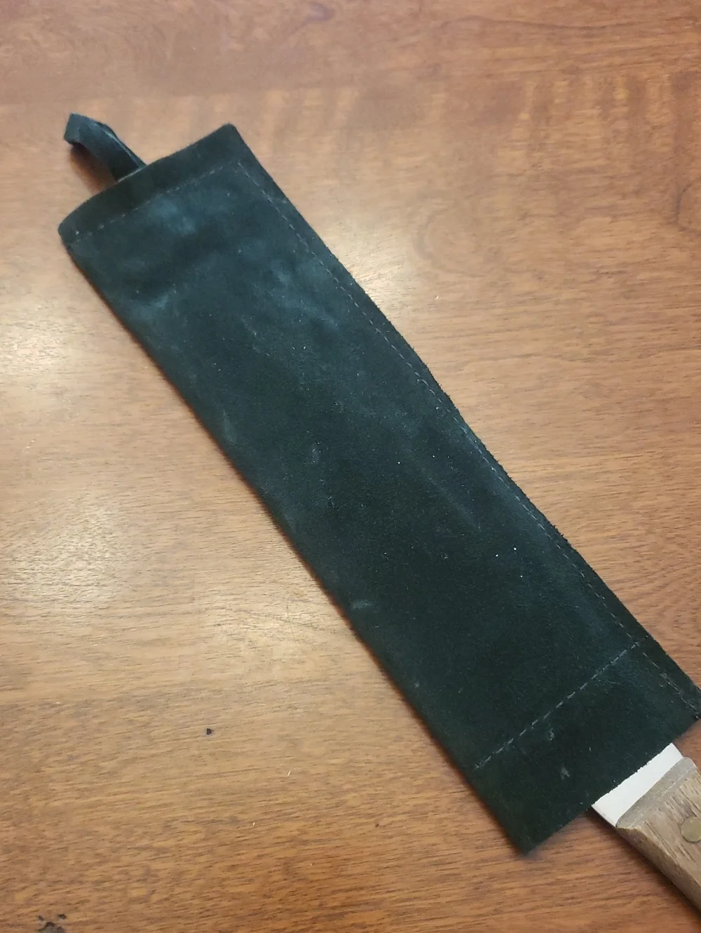 Unbranded Dark Hunter Green Suede Knife Sleeve with Hanging Loop